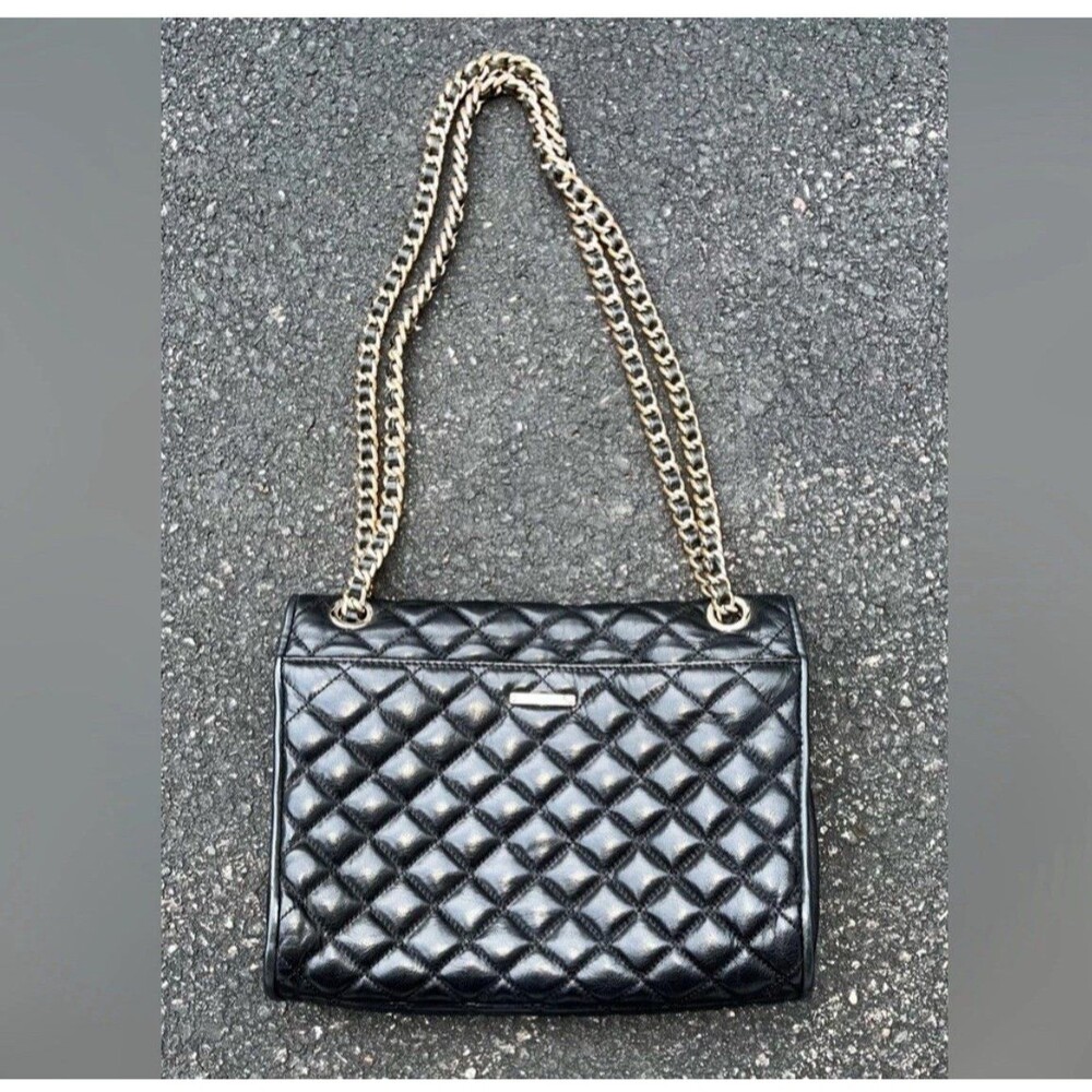 Rebecca Minkoff Quilted Affair Black Leather NWT Shoulder Bag Gold Hardware